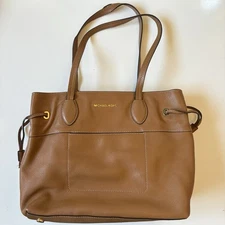 Michael Kors Mae Large East West Drawstring Tote Bag Purse Acorn