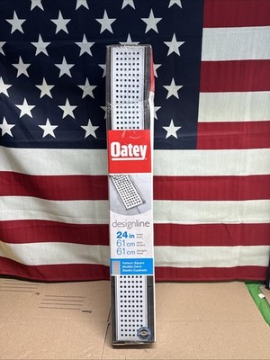 Oatey Designline 24 in. Stainless Steel Linear Shower Drain with Square Pattern.