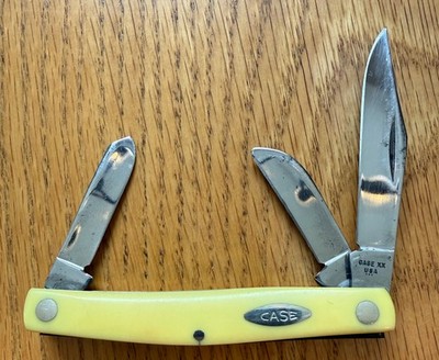 1977 CASE YELLOW BIRDSEYE KNIFE #33044 NEVER USED   N33