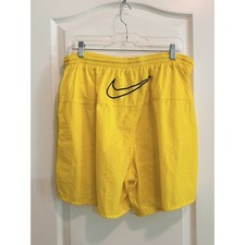 Nike Vintage 90s Yellow Nylon Lined Hybrid Shorts Mens XL Big Swoosh Swim Gym