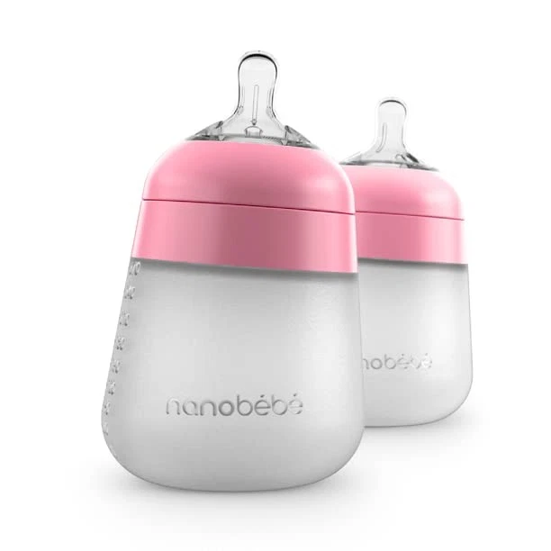 Flexy Silicone Baby Bottle 2Pack – Pink, 9oz
