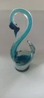 Vintage 1970s Murano Glass Swan Hand Blown 11” Turquoise Blue Heavy Piece Votive