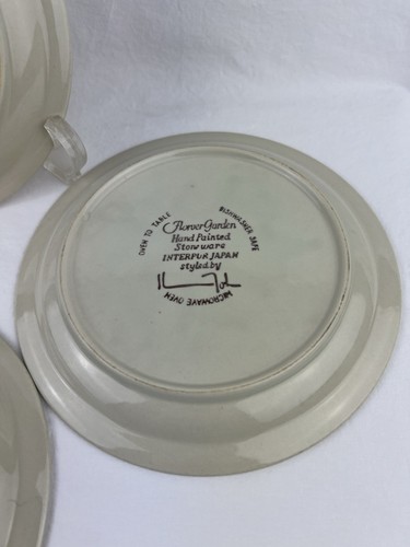 Lot Of 4 Vintage Flower Garden Salad Bread Plates Stoneware Interpur Japan 7.5” - Picture 11 of 14