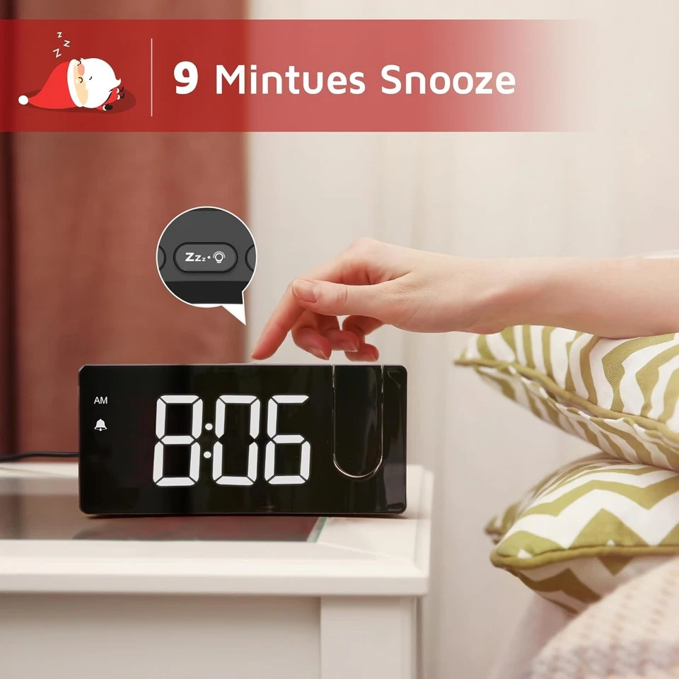 Projection Alarm Clock, Digital Clock with 180° Rotatable Projector, 3-Level Bri - Image 2 of 4
