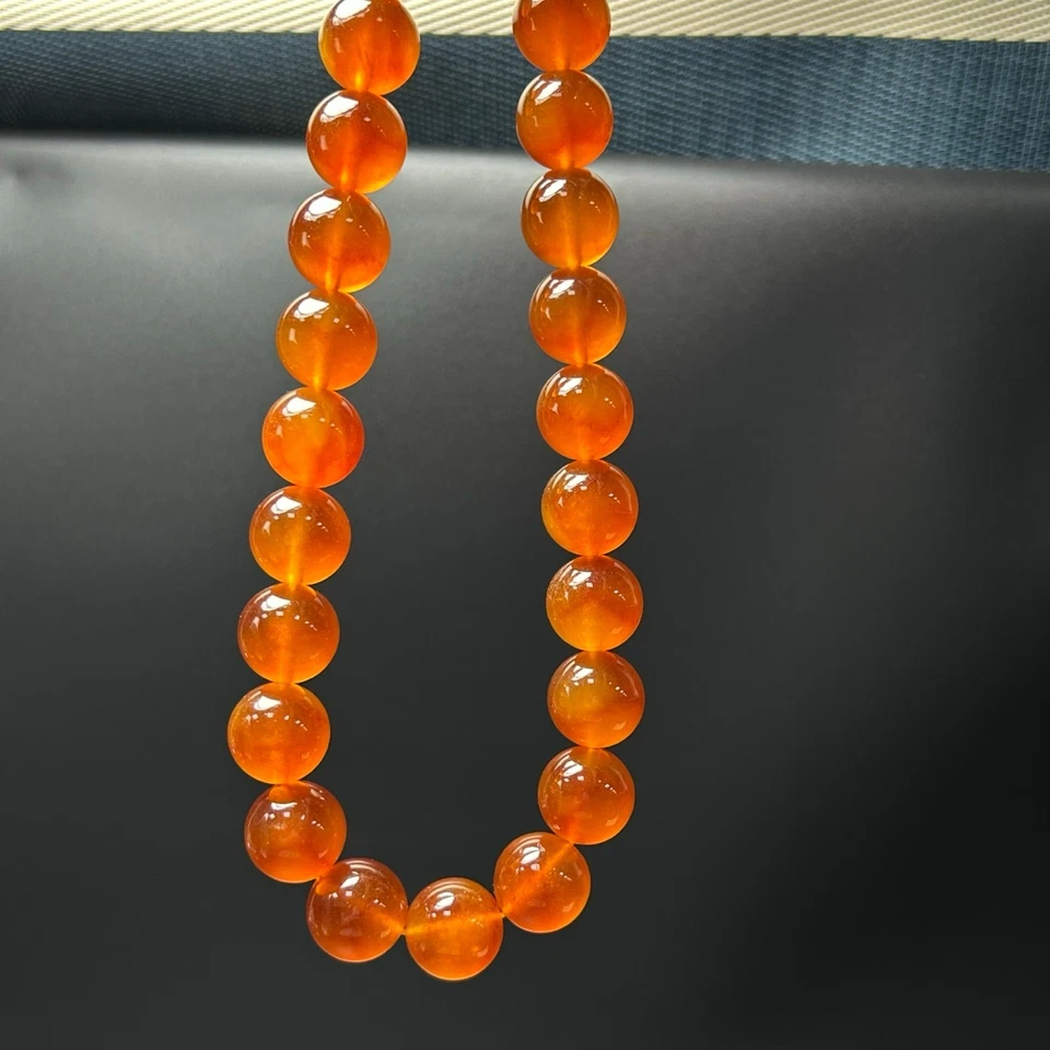 Collares de jadeíta de jadeíta de cuentas birmanas amarillas heladas perfectas naturales de 18 mm Foto 3 de 4