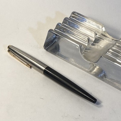 Vintage Grey Parker 45 Fountain Pen With Chrome Cap and Gold Clip