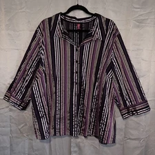 Gitano Womens Shirt Button Up purple Striped Style size 30/32
