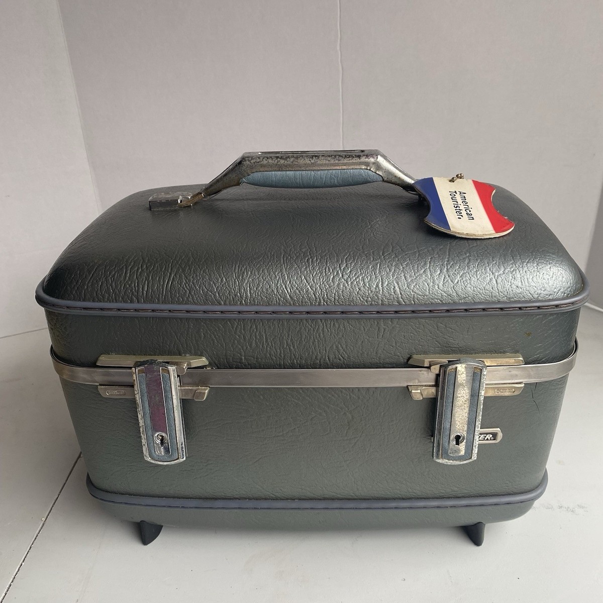 60s Vtg American Tourister Tri-Taper Suitcase Train Case Hard