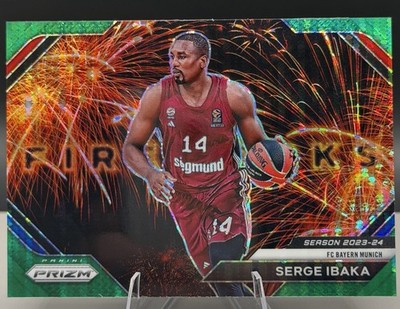2023-24 Prizm Turkish Airlines EuroLeague Fireworks Green Pulsar Serge Ibaka 3