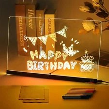 Light Up Drawing Board for Kids, 14" x 10" Acrylic Lumiboard with 7 Color Mar...