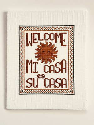 Finished Cross Stitch My WELCOME Project  Mi Casa Es Su Casa  Mounted / Unframed