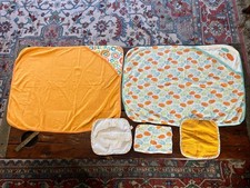 Vintage Baby Hooded Bath Towels  Washcloths Fish Circles Fun Tub Circo Set Of 5