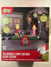 5.5' Gemmy Airblown Inflatable Animated Grinch Cindy Lou Teeter Totter 885567
