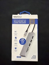 NEW Vivitar Aluminum USB Type C Hub 6 In 1 SD  Micro SD Card Reader Plug  Play