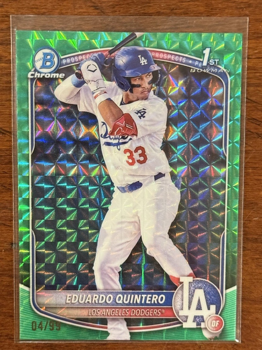 2025 Topps Bowman Chrome 1st Eduardo Quintero Green Geometric Refractor /99