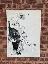 Impresión litográfica firmada por Leonard Baskin. Eneas. 1971