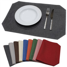 TISCHSET BÜGELFREI STOFF WASSERABWEISEND UNI LEINENOPTIK 35X50CM PLATZDECKCHEN..