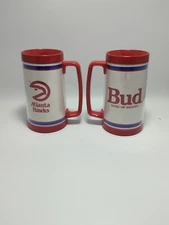 Set Of 2 Budweiser Atlanta Hawks Plastic Mug Bud King Of Beers NBA Cup Souvenir