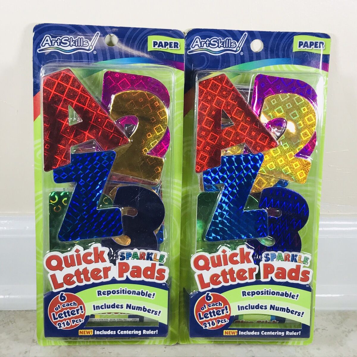 Art Skills SPARKLE LETTERS & NUMBERS Poster Board Craft Set 216 Pieces Ea