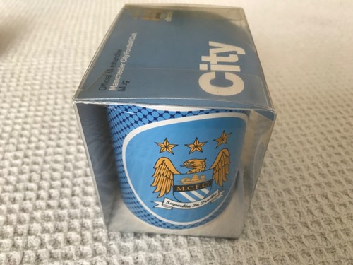 Manchester City Tasse Fußball Bullseye blau 11 Unzen neu verpackt Old Style Abzeichen Logo