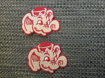 (2) Alabama Crimson Tide Vintage EMBROIDERED IRON ON PATCHES Patch Lot 2.5  X 2 