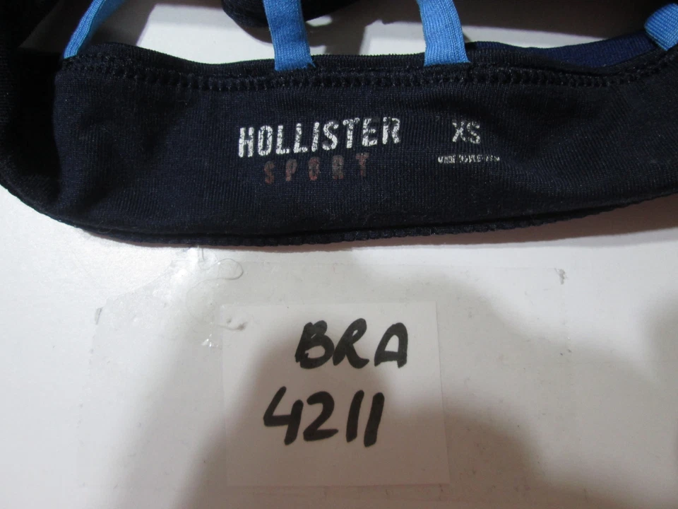 Sujetador deportivo Hollister talla XS azul marino inalámbrico sin forro espalda cruzada pulóver transpirable Foto 4 de 4