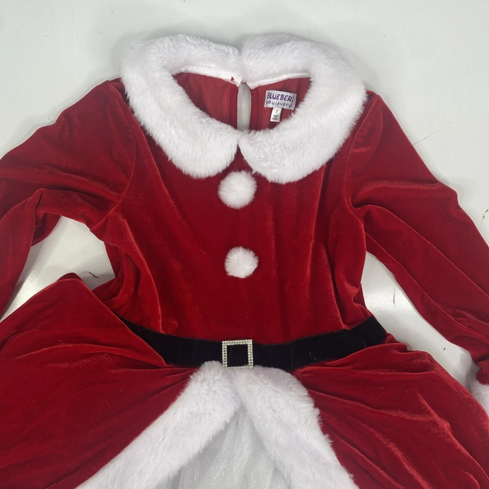 Vestido Blueberi Boulevard Navidad Vacaciones Rojo Papá Noel Niñas Talla 7 Foto 2 de 4