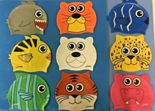 Finis Animal Heads Swim Cap Otter Hippo FISH SHARK Silicone Kids Swimming SWIM
