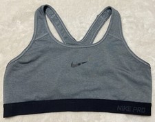 Nike Pro Dri-Fit Light Gray Racerback Women  s Sports Bra Size Large EUC