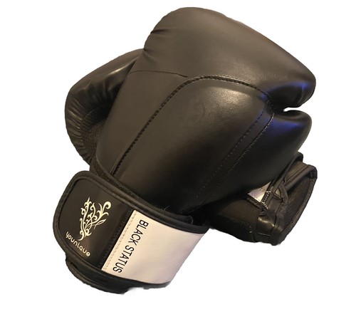 Rari guanti da boxe Younique personalizzati neri stato azienda ritiro molto tailandesi 12 oz con - Foto 5 di 16