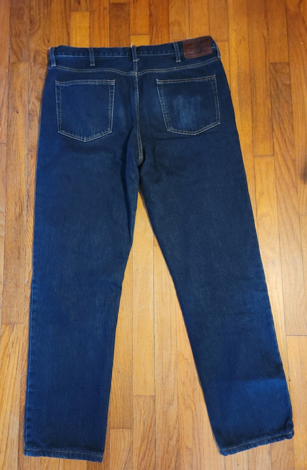 Lands' End Flannel Lined Jeans Mens Denim Rinse Square Rigger, 37 X 32