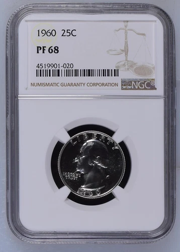 1960 P Quarter Dollars Silver Coinage NGC PF-68