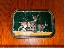Vintage The Great American Buckle Company Deer In Woods 1976 