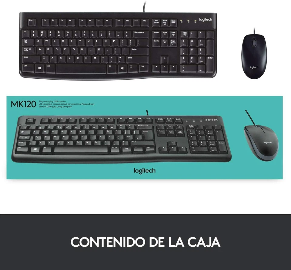 NUEVO TECLADO PC Y RATON USB LOGITECH CON CABLE PARA ORDENADOR LAPTOP ESPAÑOL Ñ  - Imagen 2 de 2