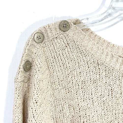 Lucky Brand Women's M Cream Color Knit Sweater With Button Details On Shoulders - Picture 3 of 5