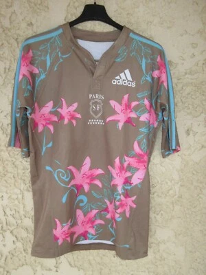 Maillot rugby Stade Français Paris marron fleur 2008 ADIDAS vintage shirt M - Photo 1/4