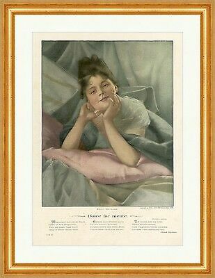 M. Levis. Dolce far niente Kissen Stilgebauer Druck coloriert Holzstich E 9027