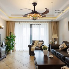 42 Tiffany Retractable Ceiling Fan Light Led Dimmable Chandelier W Remote 56w 42 Tiffany Retractable Ceiling Fan Light Led Dimmable Chandelier W Remote 56w