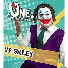 MR SMILEY EVIL JOKER CLOWN LATEX FACE MASK VEST TIE 3 PC COSTUME KIT TB84660