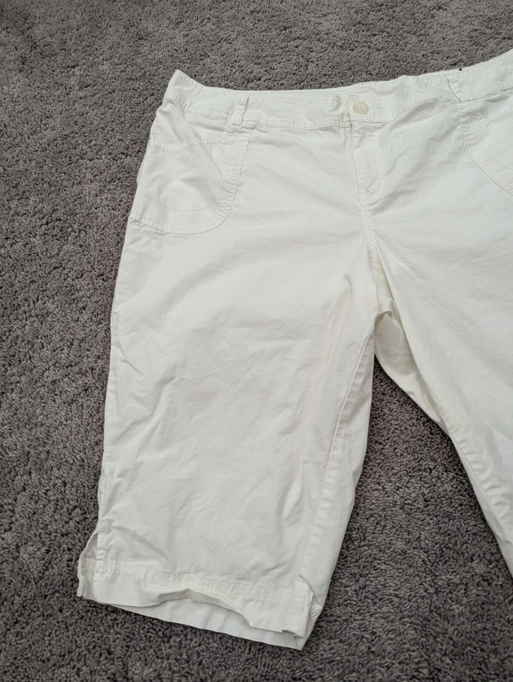 Pantalones Cortos de Jean Lane Bryant para Mujer 24 Denim Blanco Alto Bermudas Elastizadas Foto 3 de 4