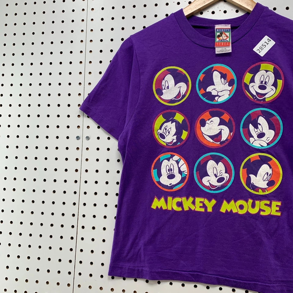 Vintage 80s Mickey For Kids Stuff Shirt  Purple Single Stitch Youth 14/16 18X22 - Image 3 of 4