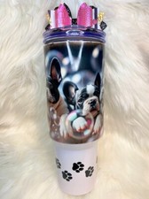 Beautiful Boston Terrier 40 oz Insulated Tumbler, comes with Bow and Charm