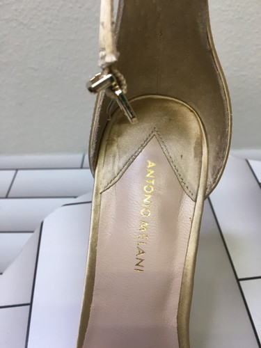 Antonio Melani Paislee Soft Sand Champagne Satin Ankle Strap Heels NWOT Size 8 - Picture 9 of 9
