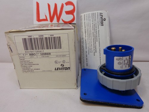 New Leviton 320B6W Water Tight Inlet Pin Sleeve IEC 309 2 Pole 3 Wire 20A 250V - Picture 1 of 9