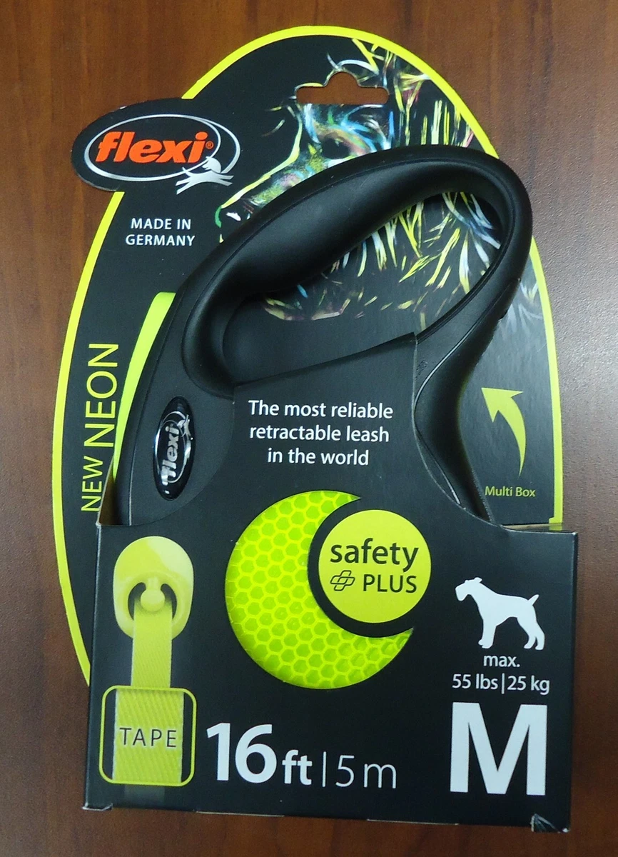 Flexi New Neon Small Tape Retractable Dog Leash 16 ft Black Neon