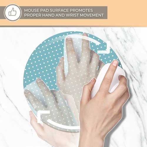Round Mouse Mat - Blue White Dotty Pattern Polka Dots #44402 - 第 4/8 張圖片