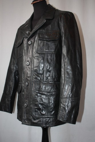 Vintage Redskins black leather wide collar safari Roxy jacket size XL rockabilly - Picture 5 of 15