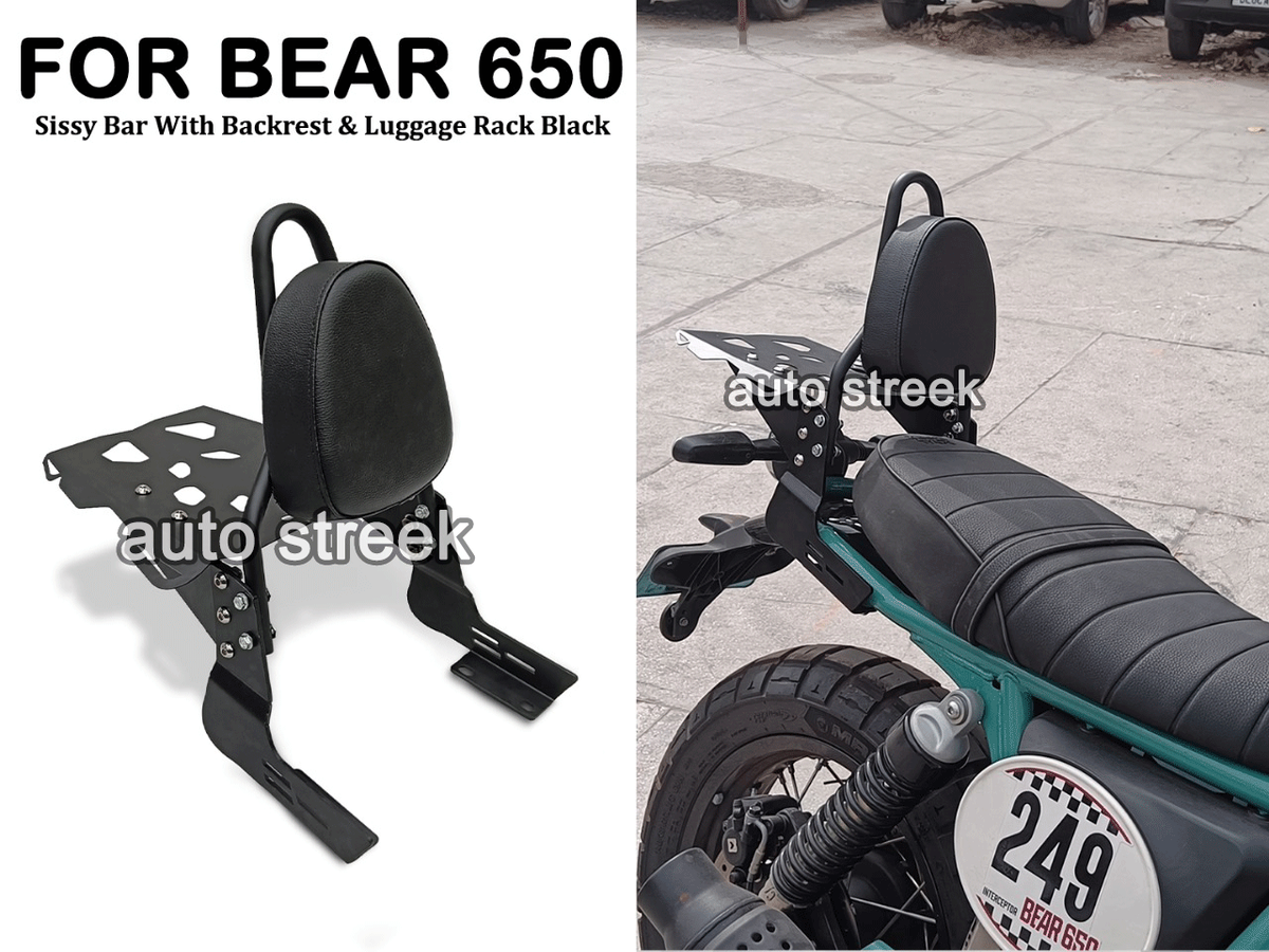 英国製 トロフィー（CURTIS BIKES）木製ケース付き ※匿名配送 Fit For Royal Enfield Bear 650 SISSY BAR WITH BACKREST & LUGGAGE