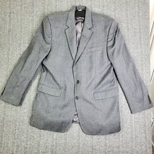 Chaps Ralph Lauren Blazer Men 44L Gray 100 Wool Lined Single Vented 3 Button