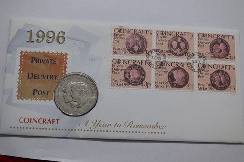 🧠🇬🇧 UK GB 1996 UNUSUAL PRIVATE DELIVERY POST COPPER NICKEL CROWN COVER B78 #